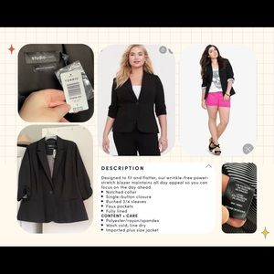 STUDIO GABARDINE MADISON BLAZER - BLACK